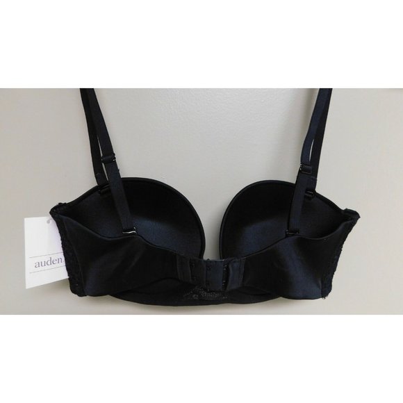 Auden Plunge Coverage Push Up Bra 32C Strapless Convertible Lace Accent - Picture 3 of 5